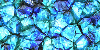 蓝色的水晶宝石墙背景宝石无缝的模式闪亮的颜色岩石石头纹理