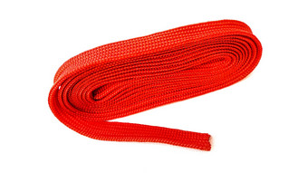 红色的绳子白色背景织物绳子红色的颜色折叠
