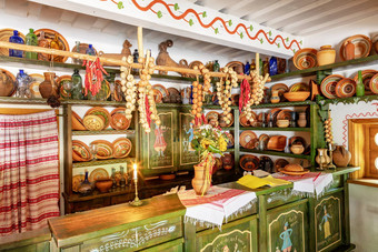 设计室内咖啡馆商店陶器菜乌克兰农村房子