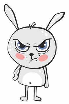 愤怒的兔子插图向量白色背景