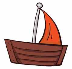 船橙色帆插图向量白色背景