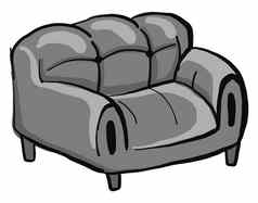 灰色的沙发上插图向量白色背景