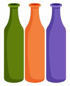 色彩斑斓的瓶插图向量白色背景