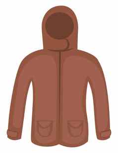 棕色（的）冬天夹克插图向量白色背景