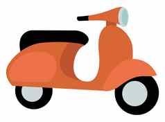 橙色踏板车插图向量白色背景