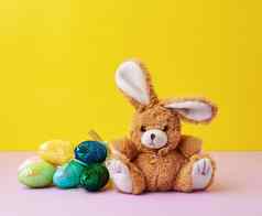 可爱的兔子玩具装饰复活节鸡蛋亮片叶尔