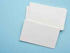 堆栈矩形白色纸空白业务卡片蓝色的
