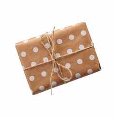 礼物盒子包装棕色（的）卡夫纸系绳子