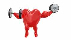 健康心强大的概念健康吉祥物提升重量healt