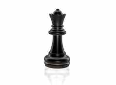 黑色的女王国际象棋块战斗孤立的白色背景