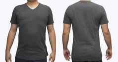 灰色空白v领t恤人类身体图形设计模拟