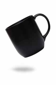 黑色的陶瓷杯子咖啡杯孤立的白色