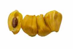 菠萝蜜成熟的黄色的水果肉孤立的白色背景