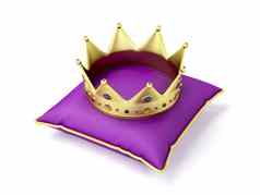 皇家黄金皇冠紫色的枕头