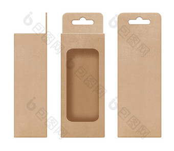 盒子包装盒子棕色（的）挂减少窗口形状开放空白模板设计产品包