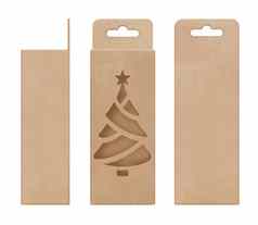盒子包装盒子棕色（的）挂减少窗口圣诞节树形状开放空白模板设计产品包