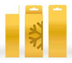 挂盒子黄金窗口雪形状减少包装模板空白奢侈品空盒子金模板设计产品包礼物盒子黄金盒子包装纸卡夫纸板包