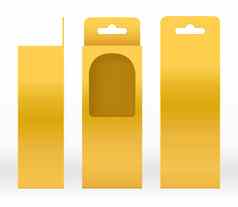 挂盒子黄金窗口形状减少包装模板空白奢侈品空盒子金模板设计产品包礼物盒子黄金盒子包装纸卡夫纸板包