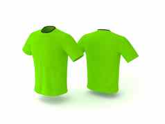 绿色t恤模板孤立的背景男人的现实的t恤模型渲染