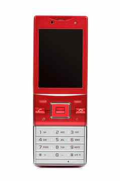 红色的古董滑块电话白色背景