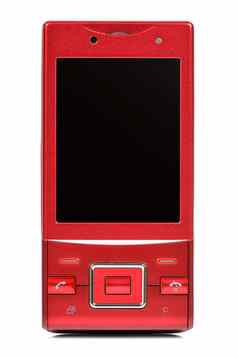 红色的古董滑块电话白色背景