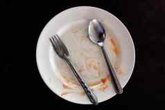 空脏菜吃食物板叉勺子