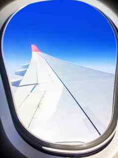 视图商业飞机窗口翼苍蝇云高度脚