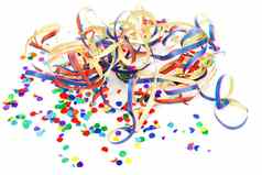 色彩斑斓的五彩纸屑聚会，派对飘带