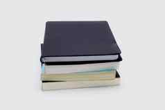 堆栈书孤立的白色背景笔记本教科书堆文具请注意学习研究堆日记文学教育业务集合概念