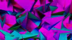紫色的霓虹灯碎片几何模式背景赛博朋克审美数字渲染