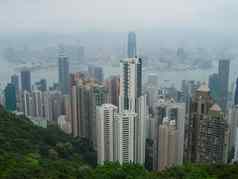 摩天大楼在香港香港城市景观阴霾烟雾城市