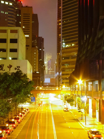 街道在香港香港晚上晚上灯城市在香港香港