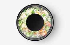 大米蔬菜沙拉食物容器贴纸模型