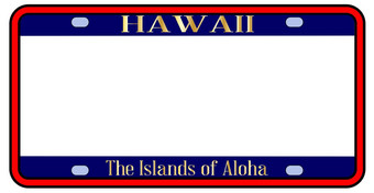 空白夏威夷状态许可证板