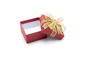 红色的礼物盒子丝带开放孤立的白色背景礼物情人节一天圣诞节一天对象生日周年纪念日包包装奢侈品假期节日概念