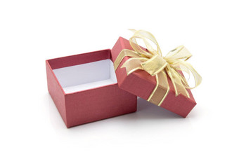 红色的礼物盒子丝带开放孤立的白色背景礼物情人节一天圣诞节一天对象生日周年纪念日<strong>包包</strong>装奢侈品假期节日概念