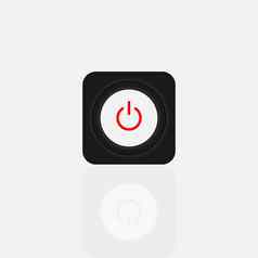 推风格权力按钮按钮随信附上红色的图标白色黑色的背景