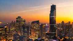全景城市景观视图曼谷现代办公室业务建筑业务区曼谷泰国曼谷资本泰国填充城市泰国