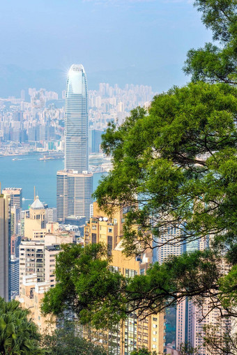 在香港香港市中心著名的城市景观视图在香港香港天际线