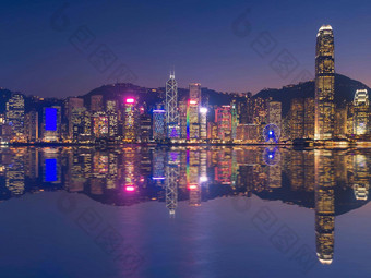 在香港香港市中心著名的城市景观视图在香港香港天际线九龙一边在香港香港