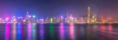 全景视图在香港香港市中心著名的城市景观视图在香港香港天际线《暮光之城》时间九龙一边在香港香港