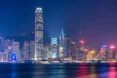在香港香港市中心著名的城市景观视图在香港香港天际线《暮光之城》时间九龙一边在香港香港