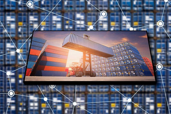 货物容器物流业务互联网的事情技术全球业务连接在世界范围内航运照片设计运输进口出口物流工业概念