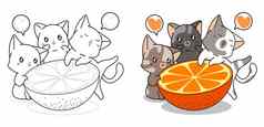 可爱的猫大橙色卡通着色页面