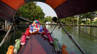 <strong>旅游旅</strong>行亚洲运河视图平静通道住宅房子装饰传统的泰国船<strong>旅游旅</strong>行曼谷