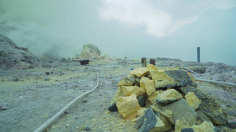 火山火山口硫开采