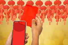 中国人一年数字hongbao红色的信封发送手机