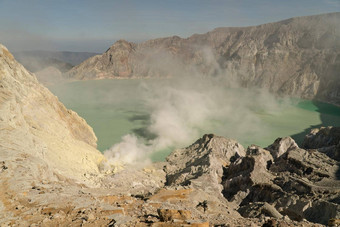 火山火山口硫开采