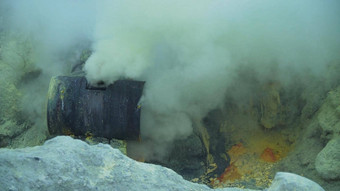 火山火山口硫开采