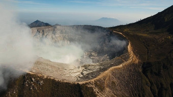 火山火山口硫开采